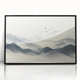 Minimalist Black and White Mountain Wall Art - Tranquil Canvas