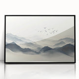 Minimalist Black and White Mountain Wall Art - Tranquil Canvas