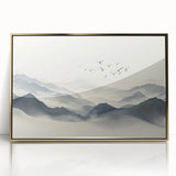 Minimalist Black and White Mountain Wall Art - Tranquil Canvas