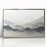 Minimalist Black and White Mountain Wall Art - Tranquil Canvas