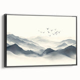 Minimalist Black and White Mountain Wall Art - Tranquil Canvas