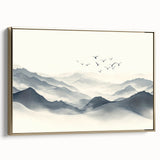 Minimalist Black and White Mountain Wall Art - Tranquil Canvas