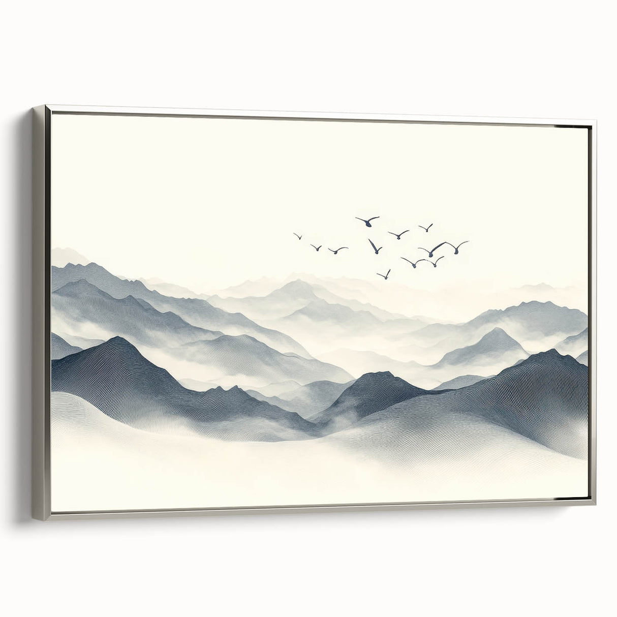 Minimalist Black and White Mountain Wall Art - Tranquil Canvas