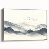 Minimalist Black and White Mountain Wall Art - Tranquil Canvas