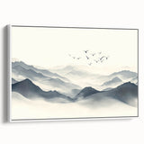 Minimalist Black and White Mountain Wall Art - Tranquil Canvas