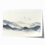 Minimalist Black and White Mountain Wall Art - Tranquil Canvas