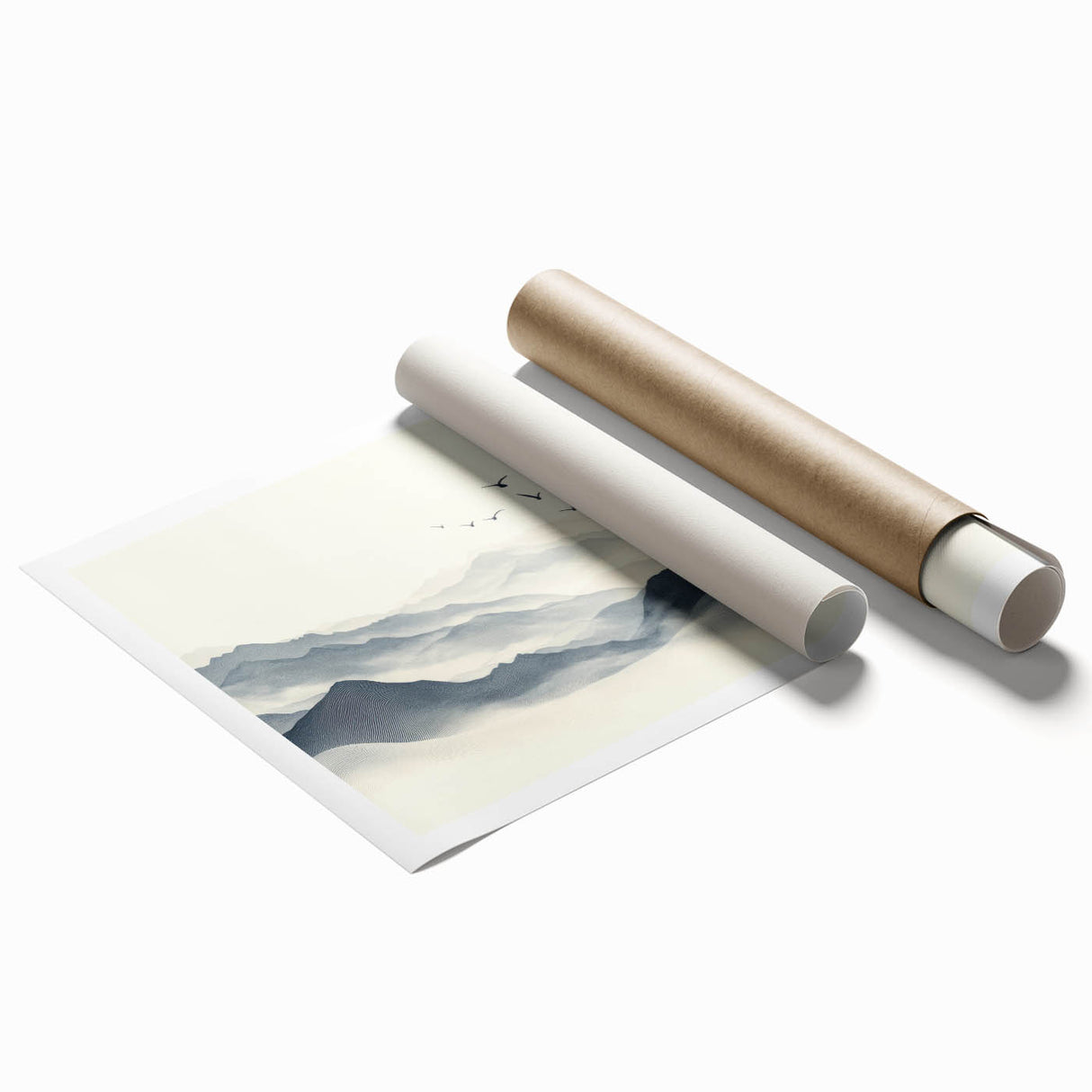 Minimalist Black and White Mountain Wall Art - Tranquil Canvas