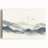 Minimalist Black and White Mountain Wall Art - Tranquil Canvas