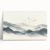 Minimalist Black and White Mountain Wall Art - Tranquil Canvas