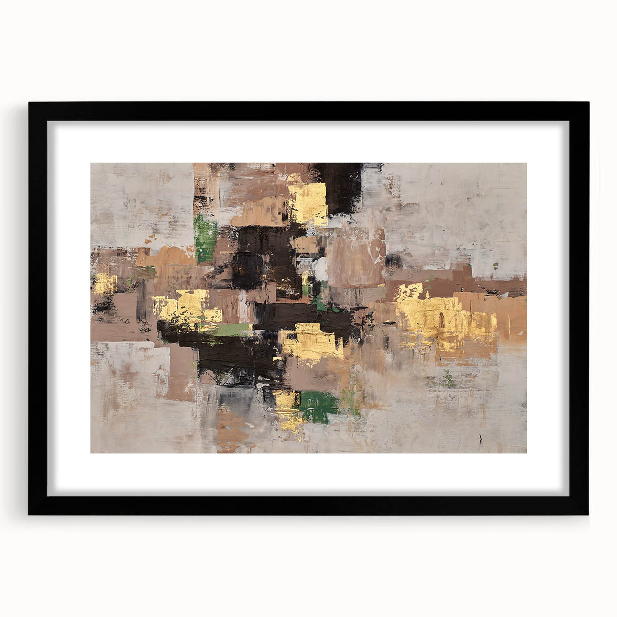 Earthen Gold Layers – High-Contrast Abstract Paintings for Interiors
