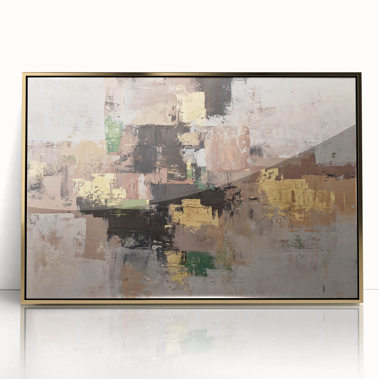 Earthen Gold Layers – High-Contrast Abstract Paintings for Interiors