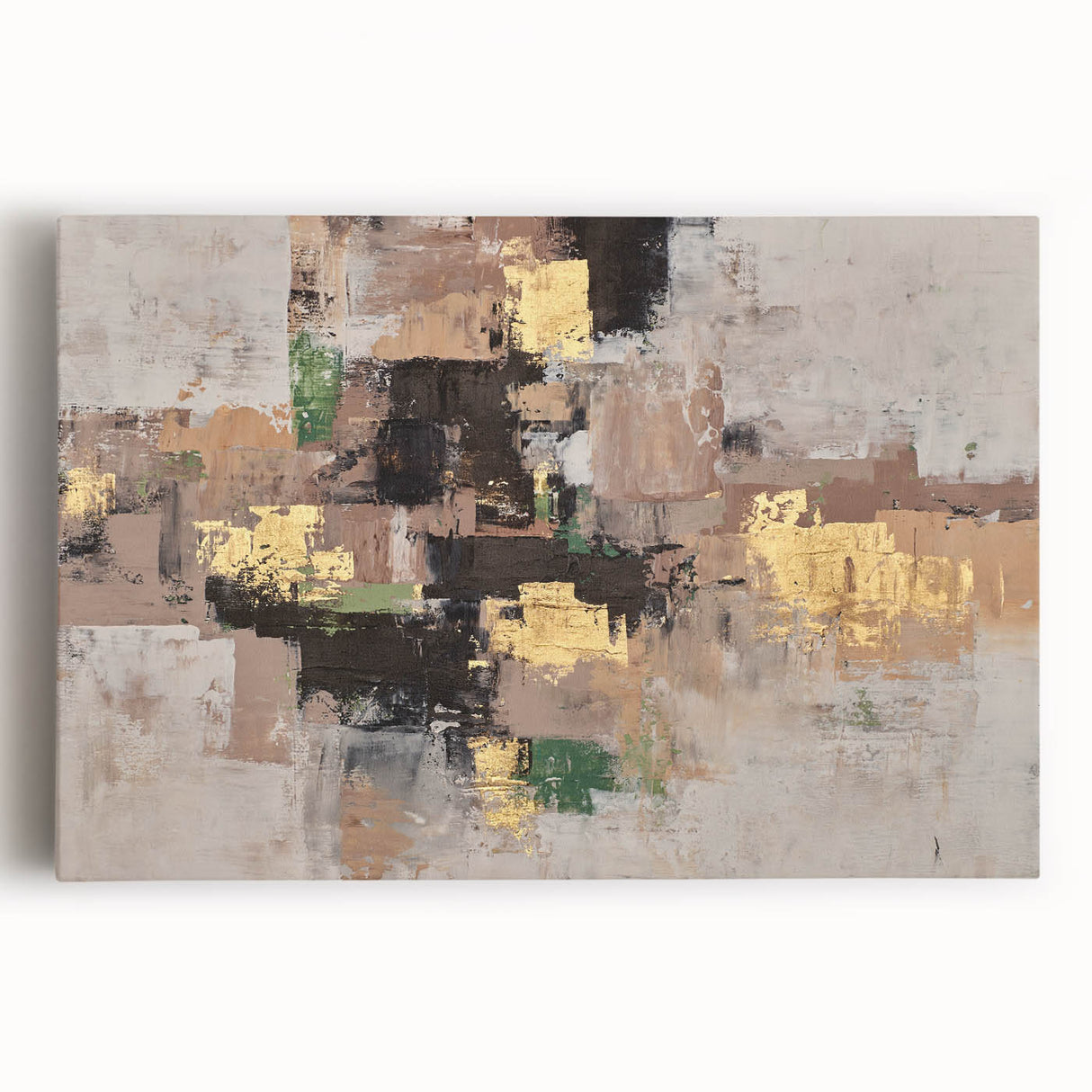 Earthen Gold Layers – High-Contrast Abstract Paintings for Interiors