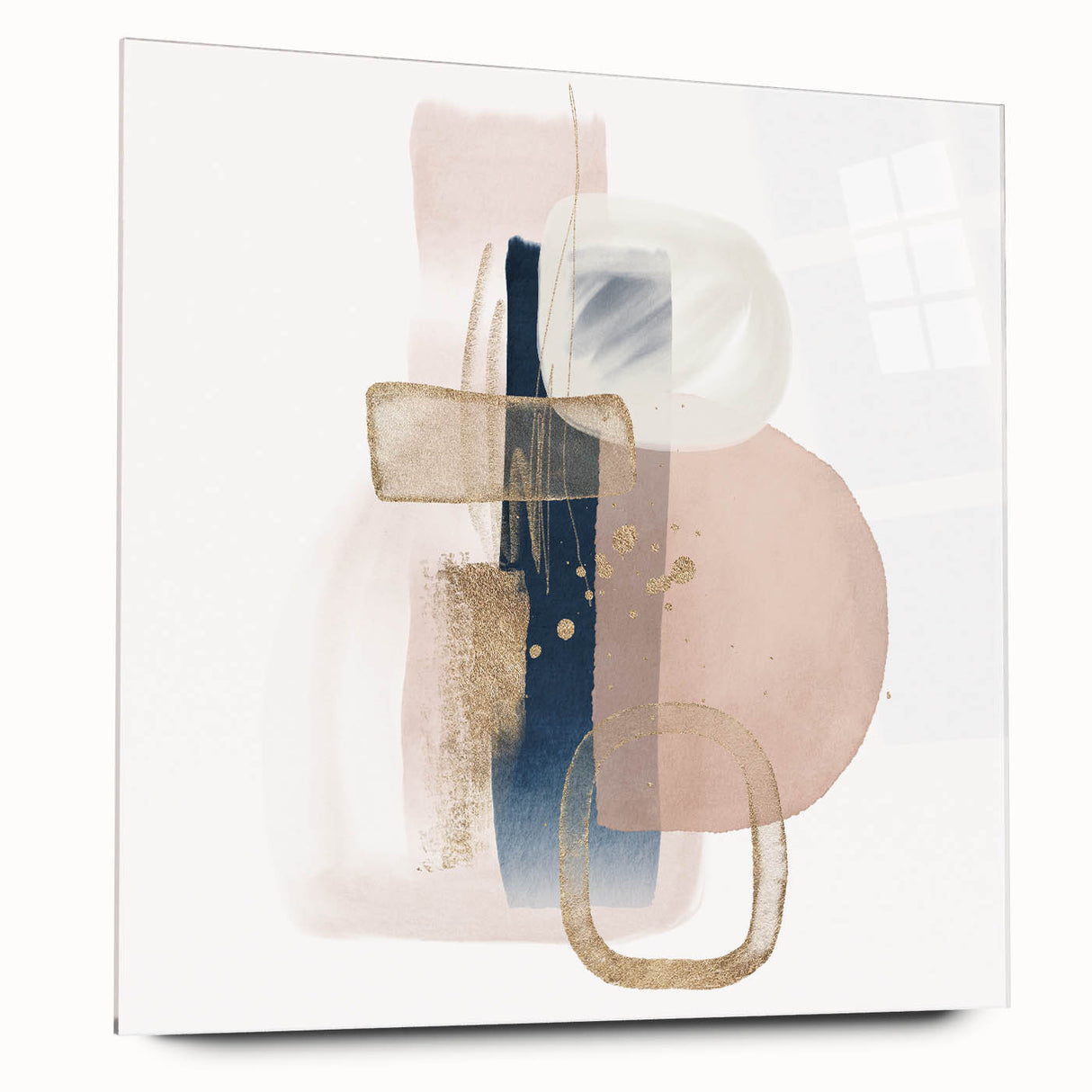Modern geometric wall decor – navy and blush minimalist canvas art