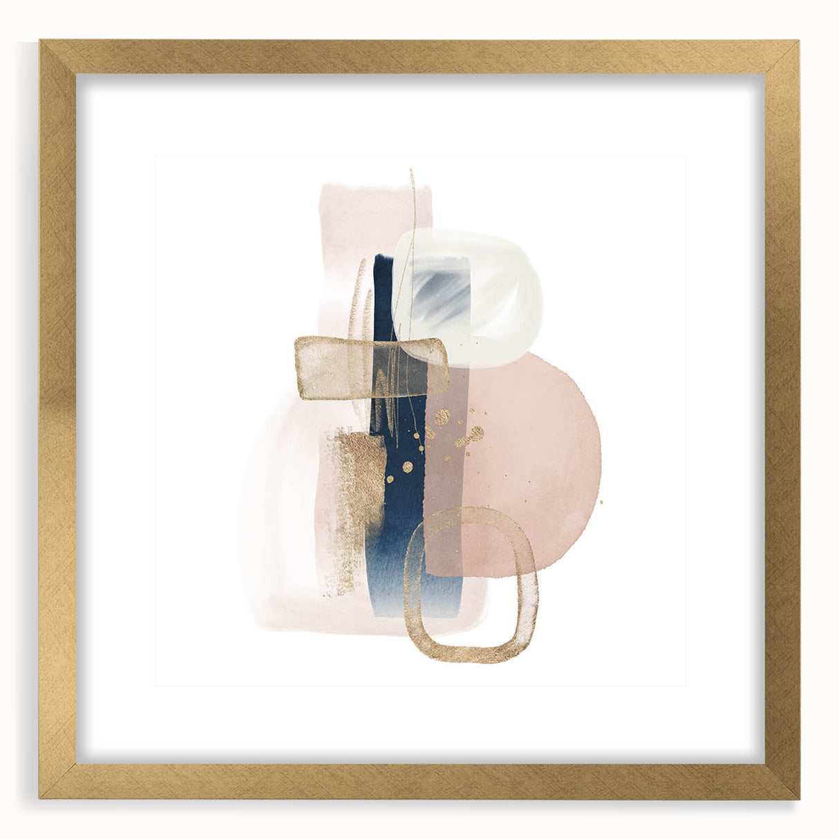 Modern geometric wall decor – navy and blush minimalist canvas art