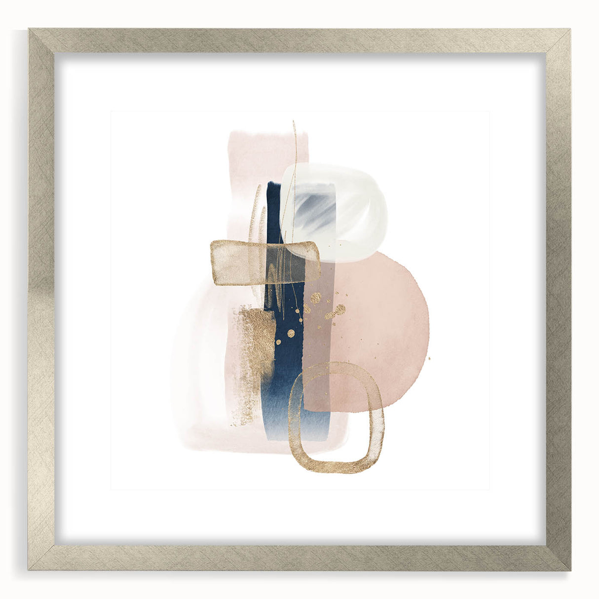 Modern geometric wall decor – navy and blush minimalist canvas art