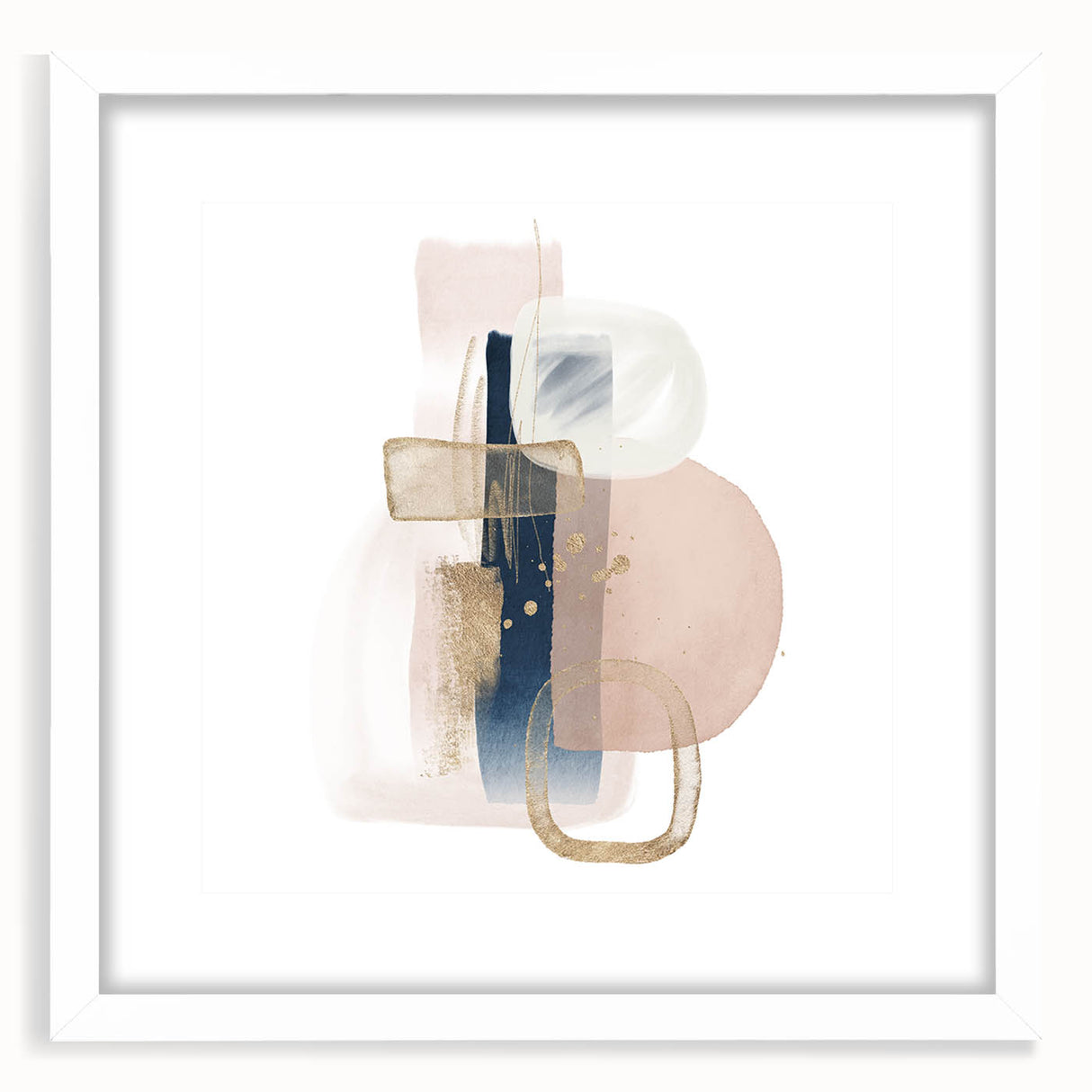 Modern geometric wall decor – navy and blush minimalist canvas art