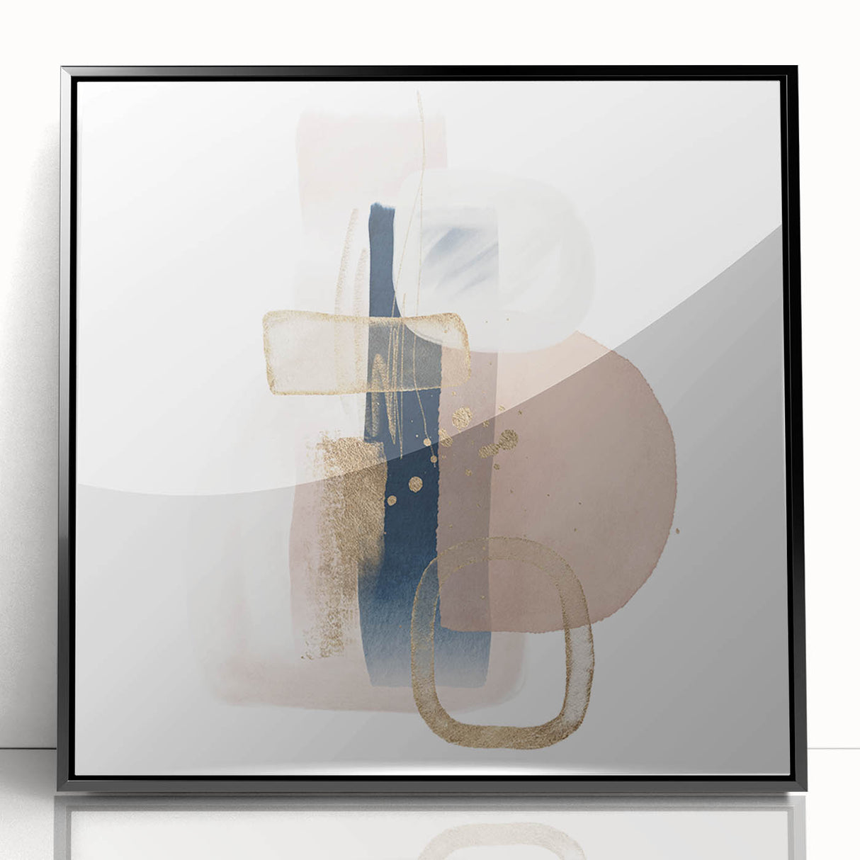 Modern geometric wall decor – navy and blush minimalist canvas art