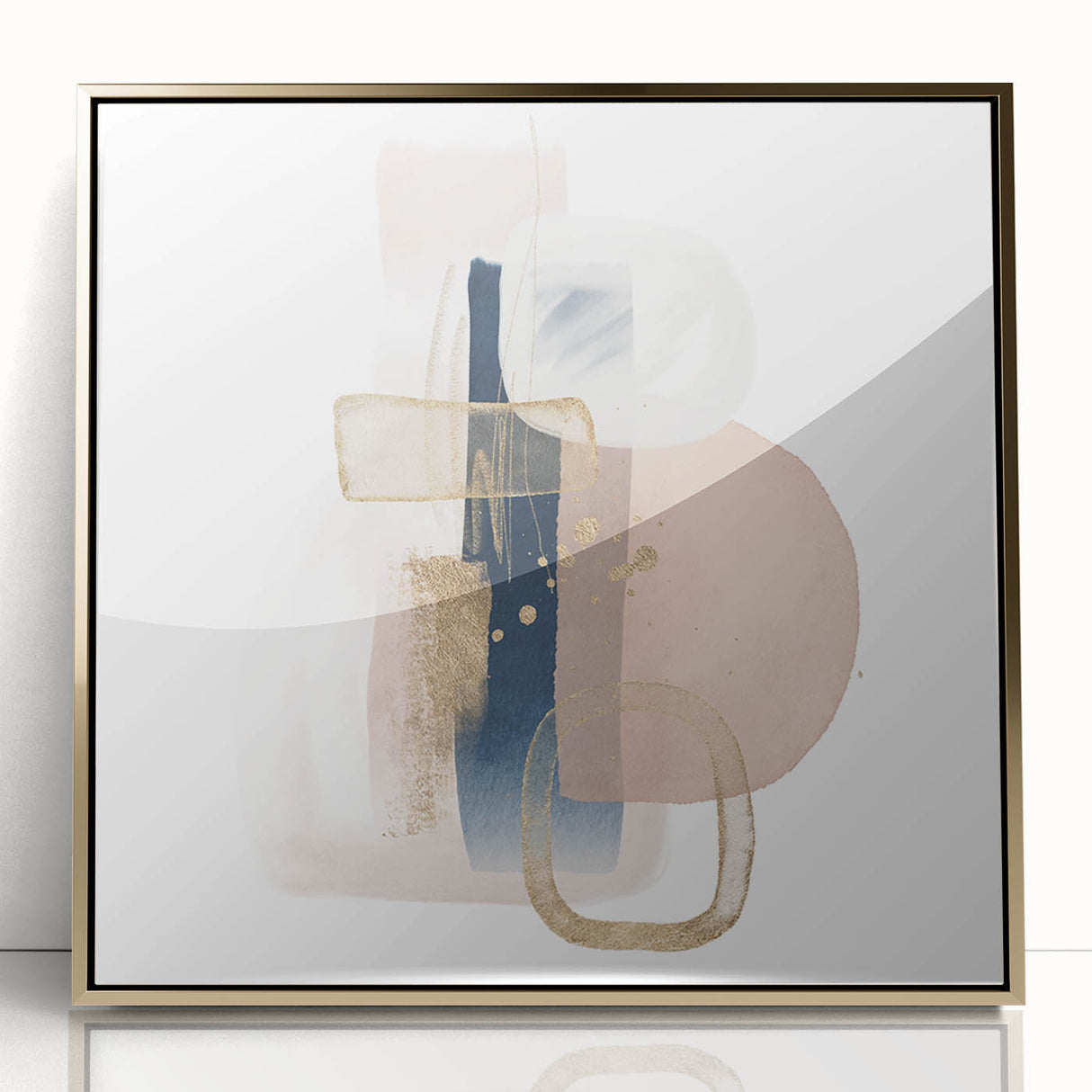 Modern geometric wall decor – navy and blush minimalist canvas art