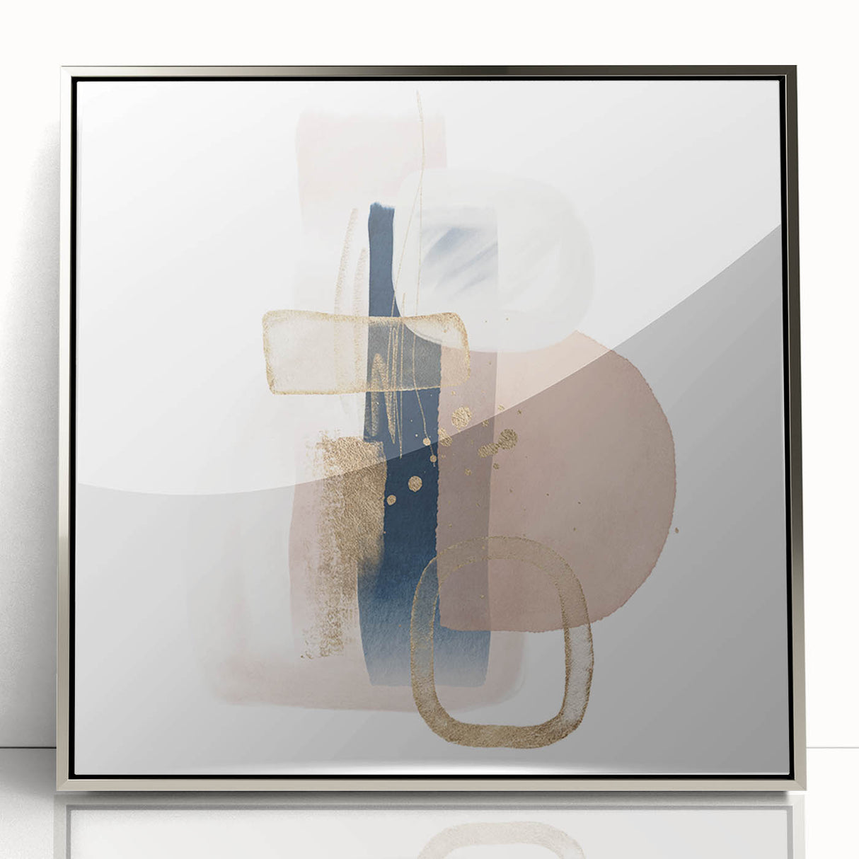 Modern geometric wall decor – navy and blush minimalist canvas art