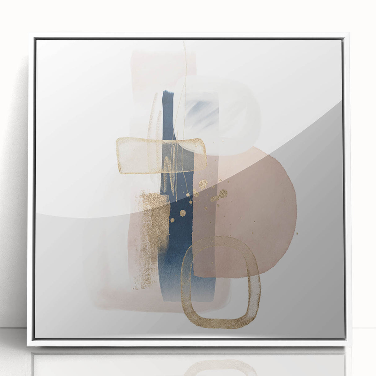 Modern geometric wall decor – navy and blush minimalist canvas art