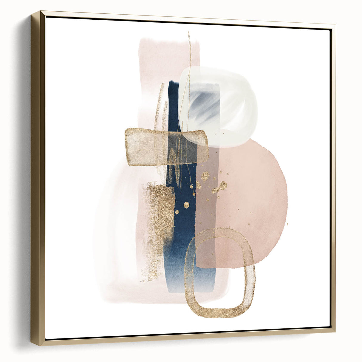 Modern geometric wall decor – navy and blush minimalist canvas art