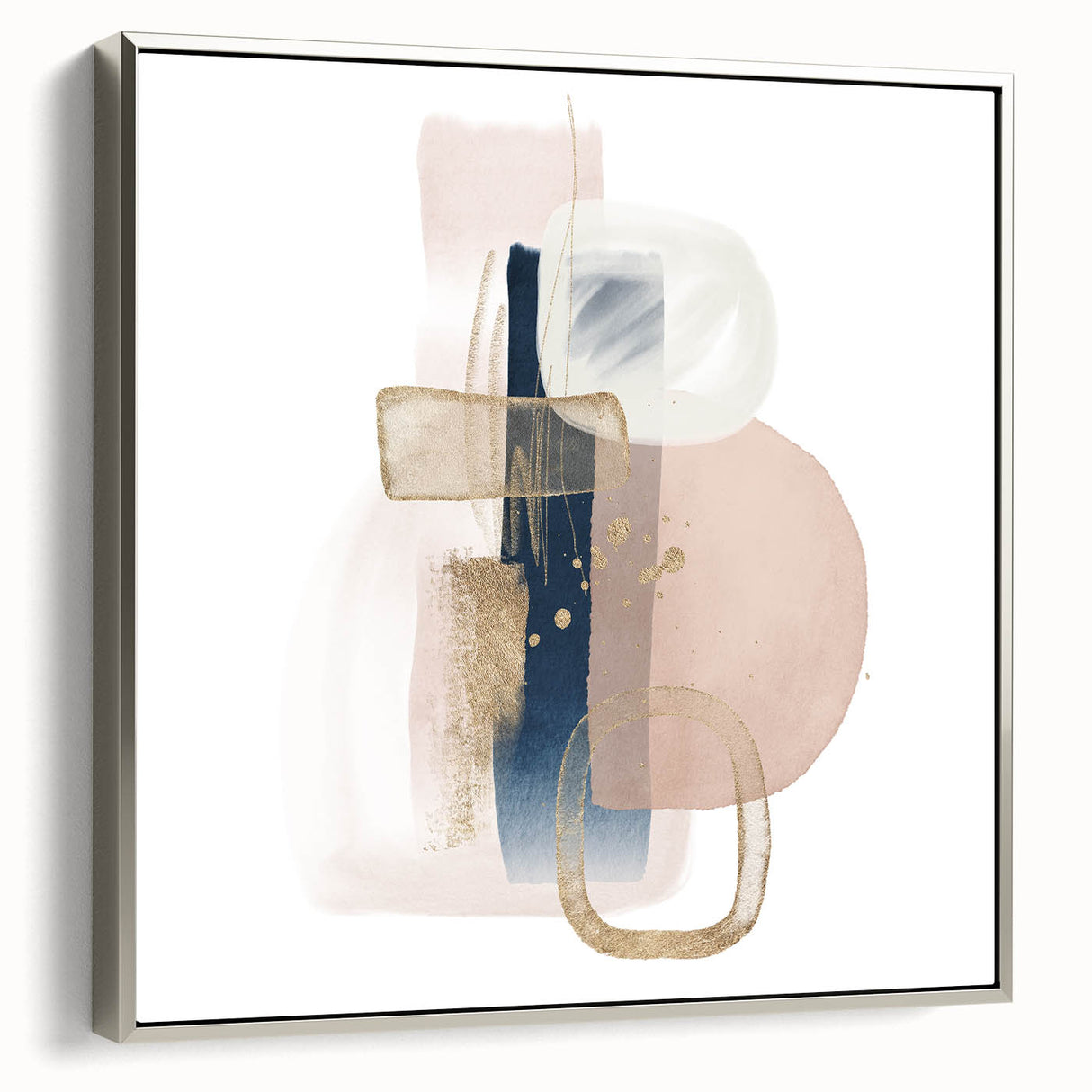 Modern geometric wall decor – navy and blush minimalist canvas art