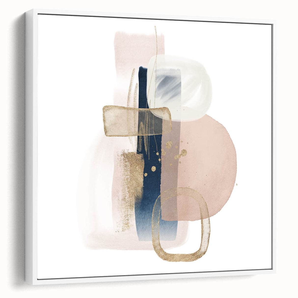 Modern geometric wall decor – navy and blush minimalist canvas art