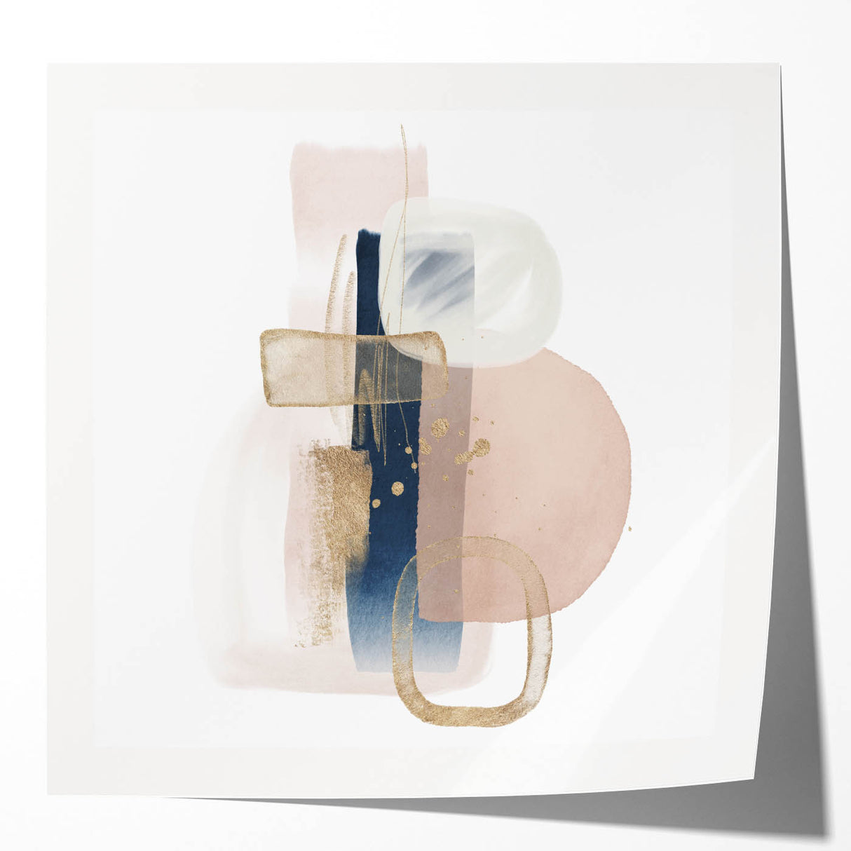 Modern geometric wall decor – navy and blush minimalist canvas art