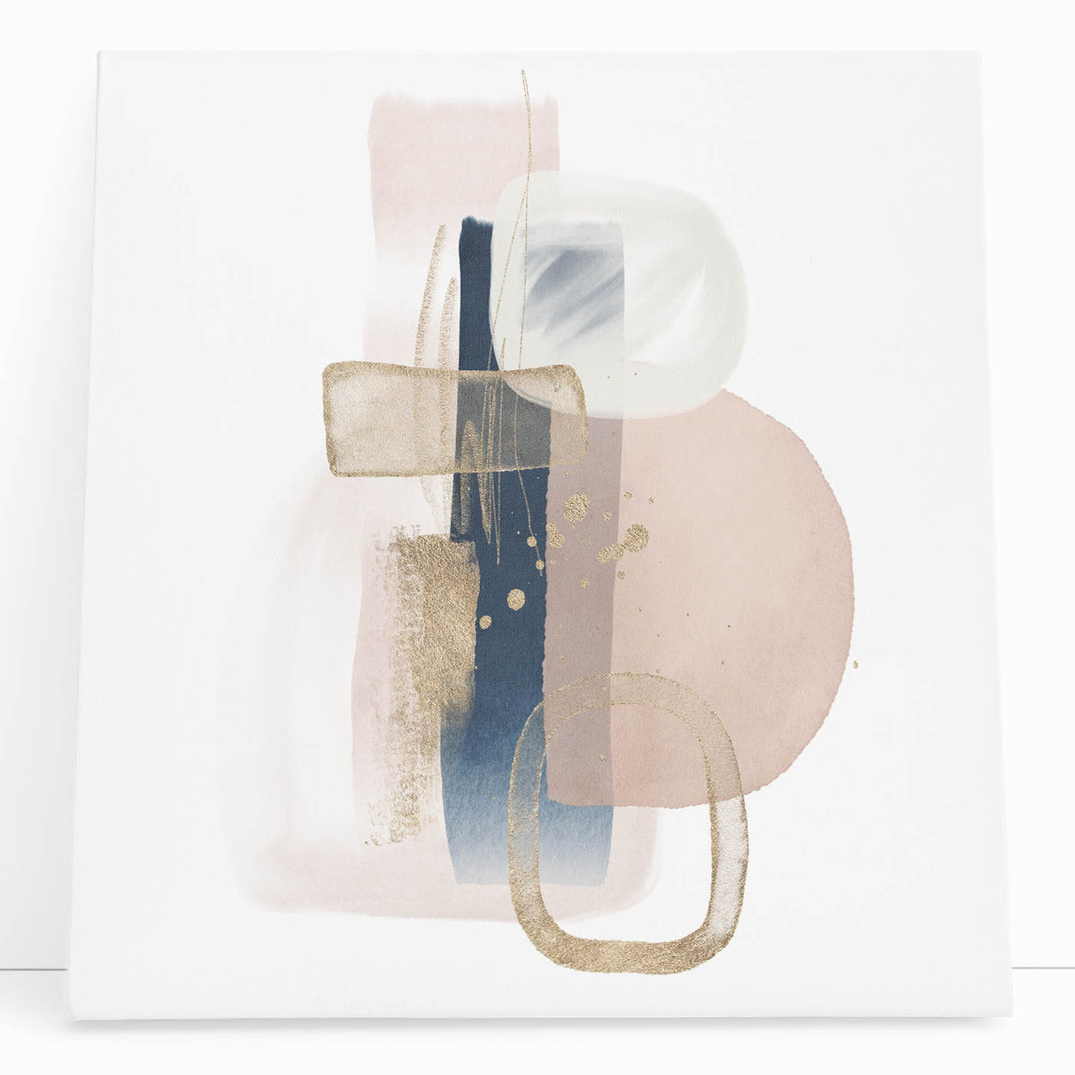 Modern geometric wall decor – navy and blush minimalist canvas art