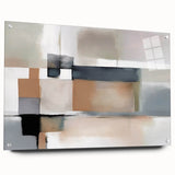 Modern Art Prints - Beige and Gray Geometric Abstract Canvas