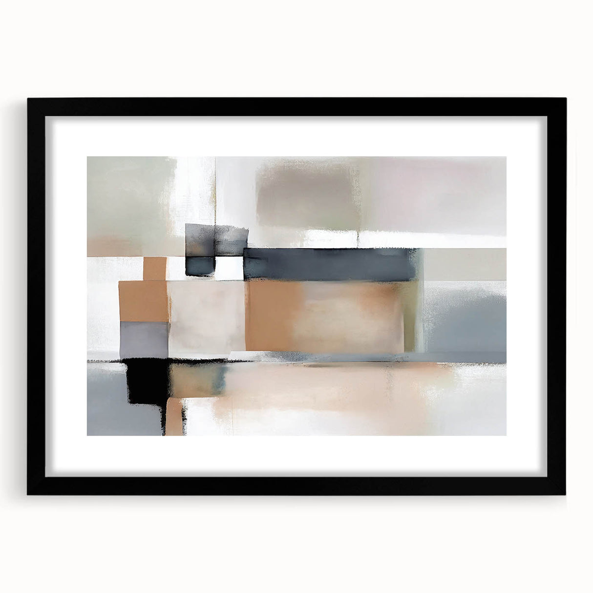 Modern Art Prints - Beige and Gray Geometric Abstract Canvas