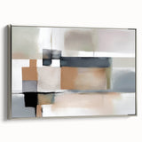 Modern Art Prints - Beige and Gray Geometric Abstract Canvas