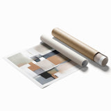 Modern Art Prints - Beige and Gray Geometric Abstract Canvas