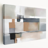 Modern Art Prints - Beige and Gray Geometric Abstract Canvas