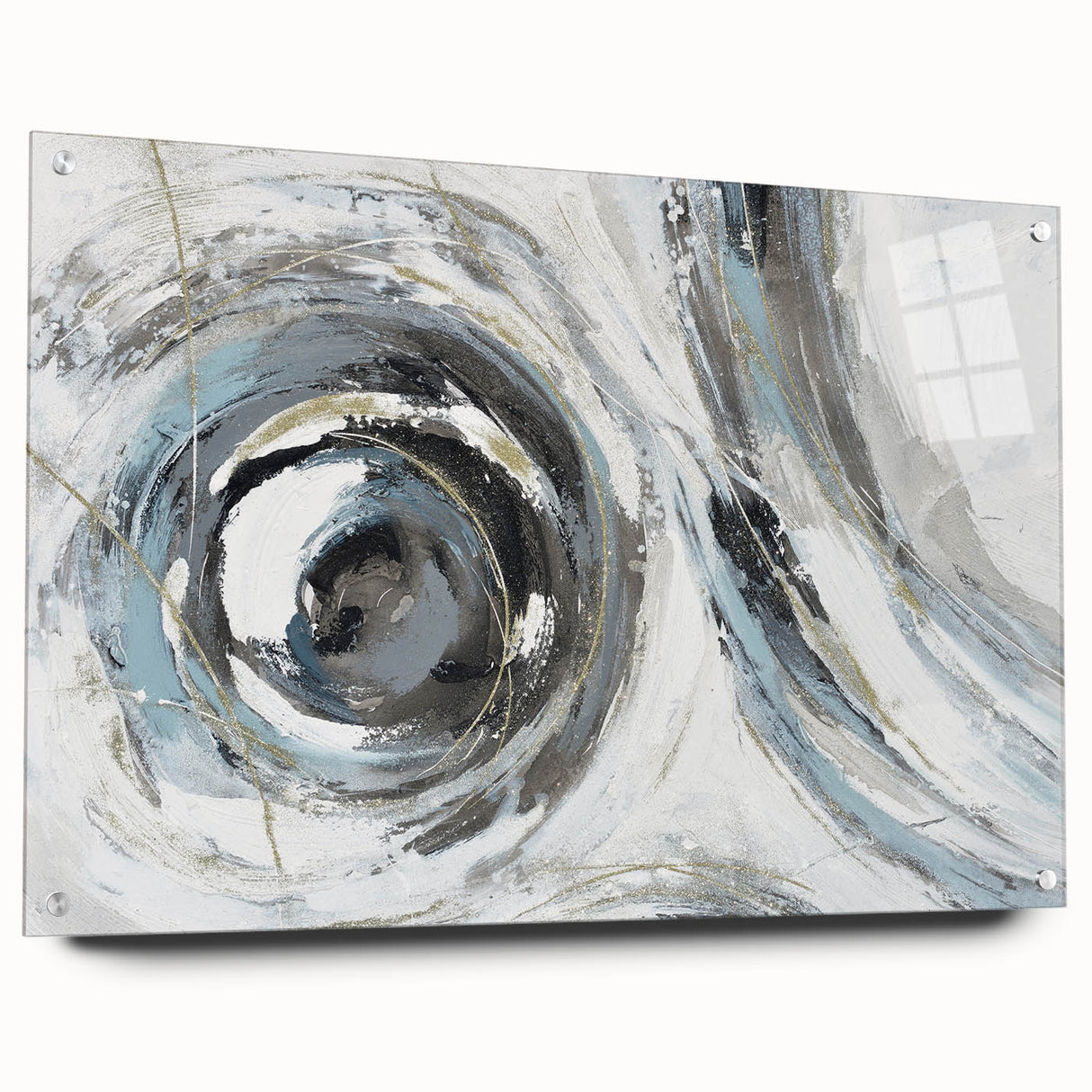 Serene Landscape Wall Art – Abstract Swirl in Blue & Gray
