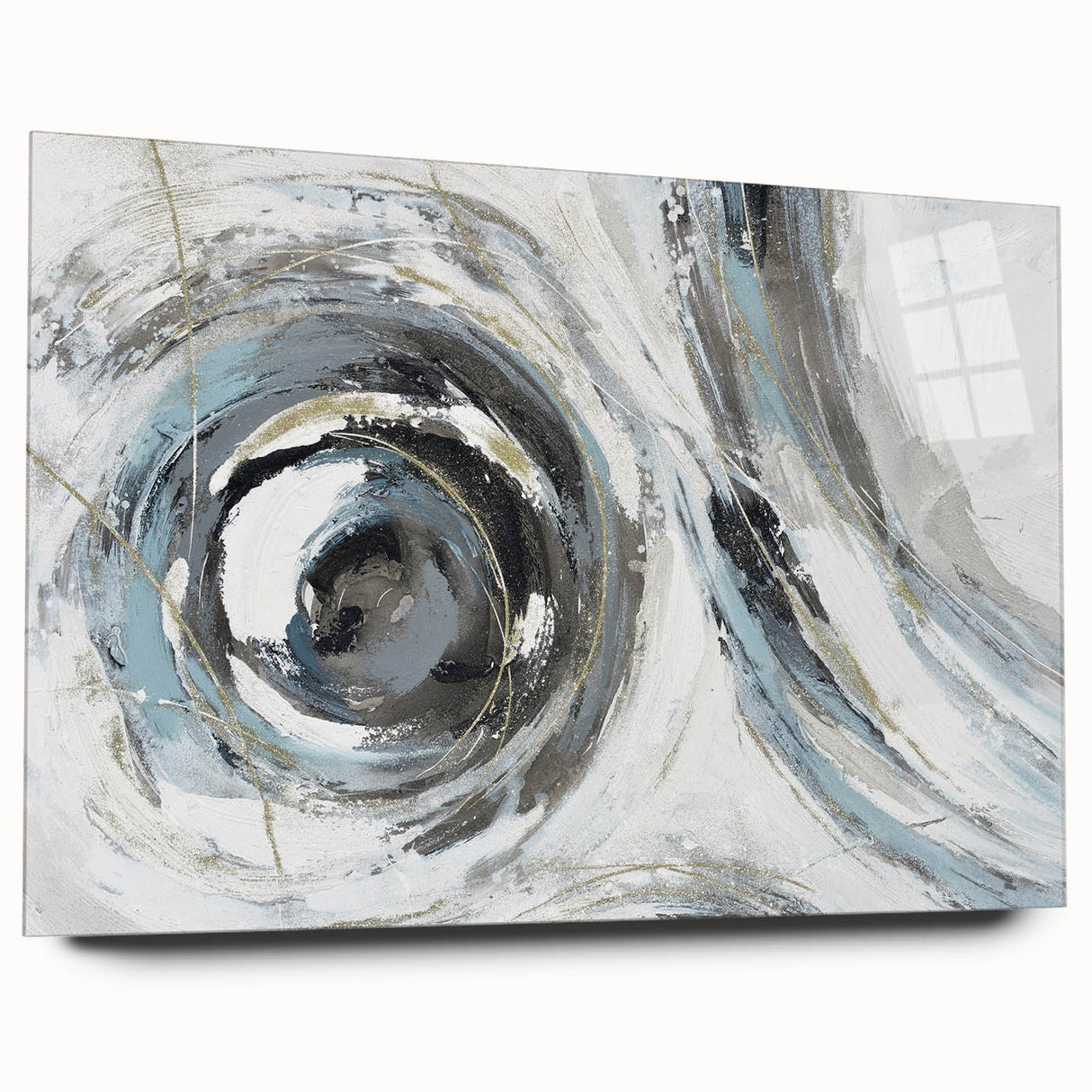 Serene Landscape Wall Art – Abstract Swirl in Blue & Gray