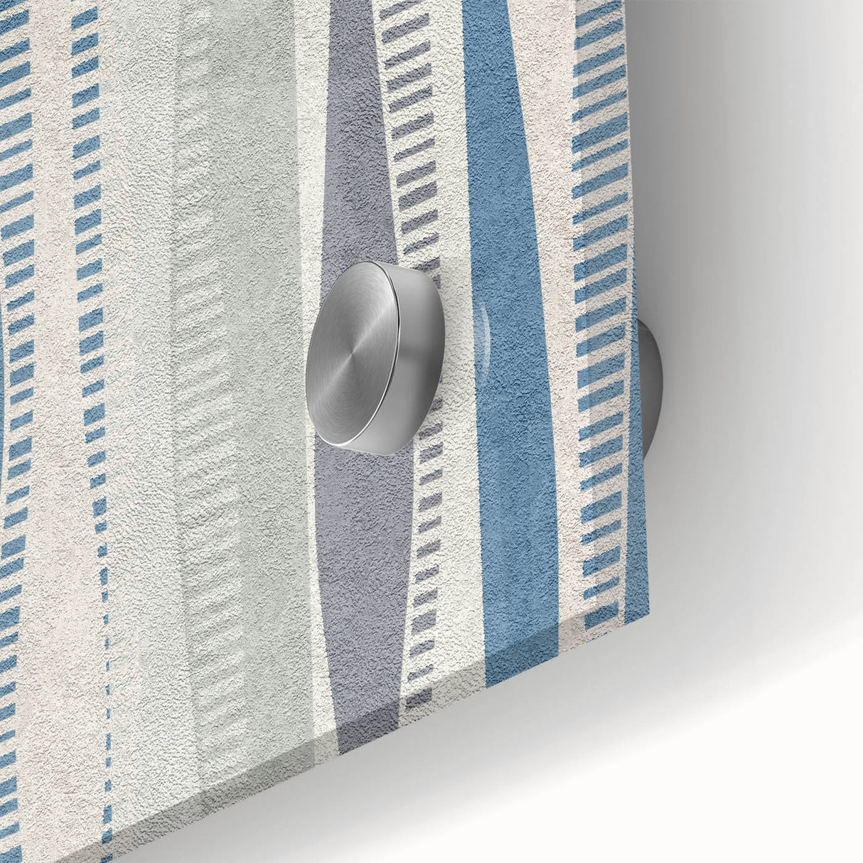 Geometric Abstract Canvas Art – Blue and Gray Wavy Line Texture