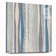 Geometric Abstract Canvas Art – Blue and Gray Wavy Line Texture