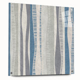 Geometric Abstract Canvas Art – Blue and Gray Wavy Line Texture