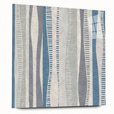Geometric Abstract Canvas Art – Blue and Gray Wavy Line Texture