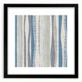 Geometric Abstract Canvas Art – Blue and Gray Wavy Line Texture
