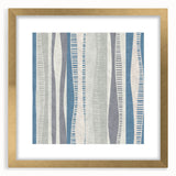 Geometric Abstract Canvas Art – Blue and Gray Wavy Line Texture