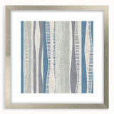 Geometric Abstract Canvas Art – Blue and Gray Wavy Line Texture