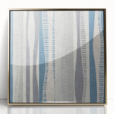 Geometric Abstract Canvas Art – Blue and Gray Wavy Line Texture