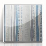 Geometric Abstract Canvas Art – Blue and Gray Wavy Line Texture