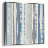 Geometric Abstract Canvas Art – Blue and Gray Wavy Line Texture