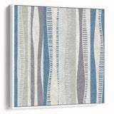 Geometric Abstract Canvas Art – Blue and Gray Wavy Line Texture