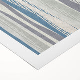 Geometric Abstract Canvas Art – Blue and Gray Wavy Line Texture