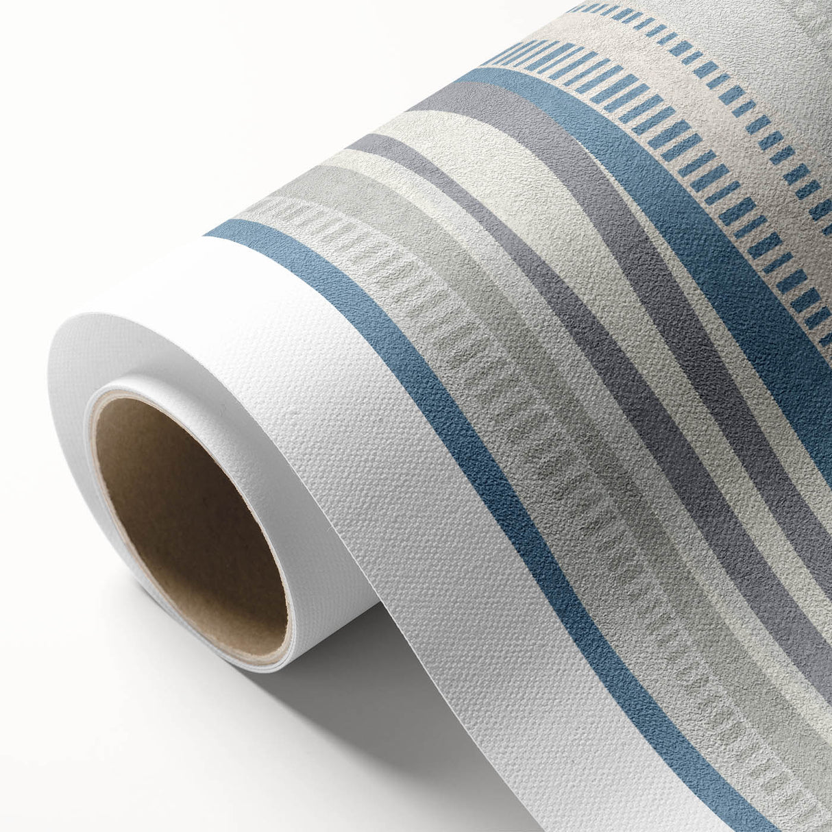 Geometric Abstract Canvas Art – Blue and Gray Wavy Line Texture