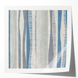 Geometric Abstract Canvas Art – Blue and Gray Wavy Line Texture